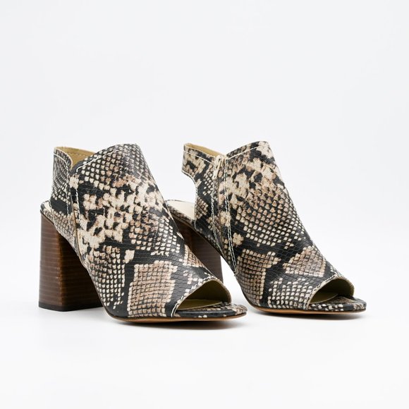 TREASURE & BOND Hayley Block Heel Bootie Python Peep Toe 9.5 - Picture 1 of 6